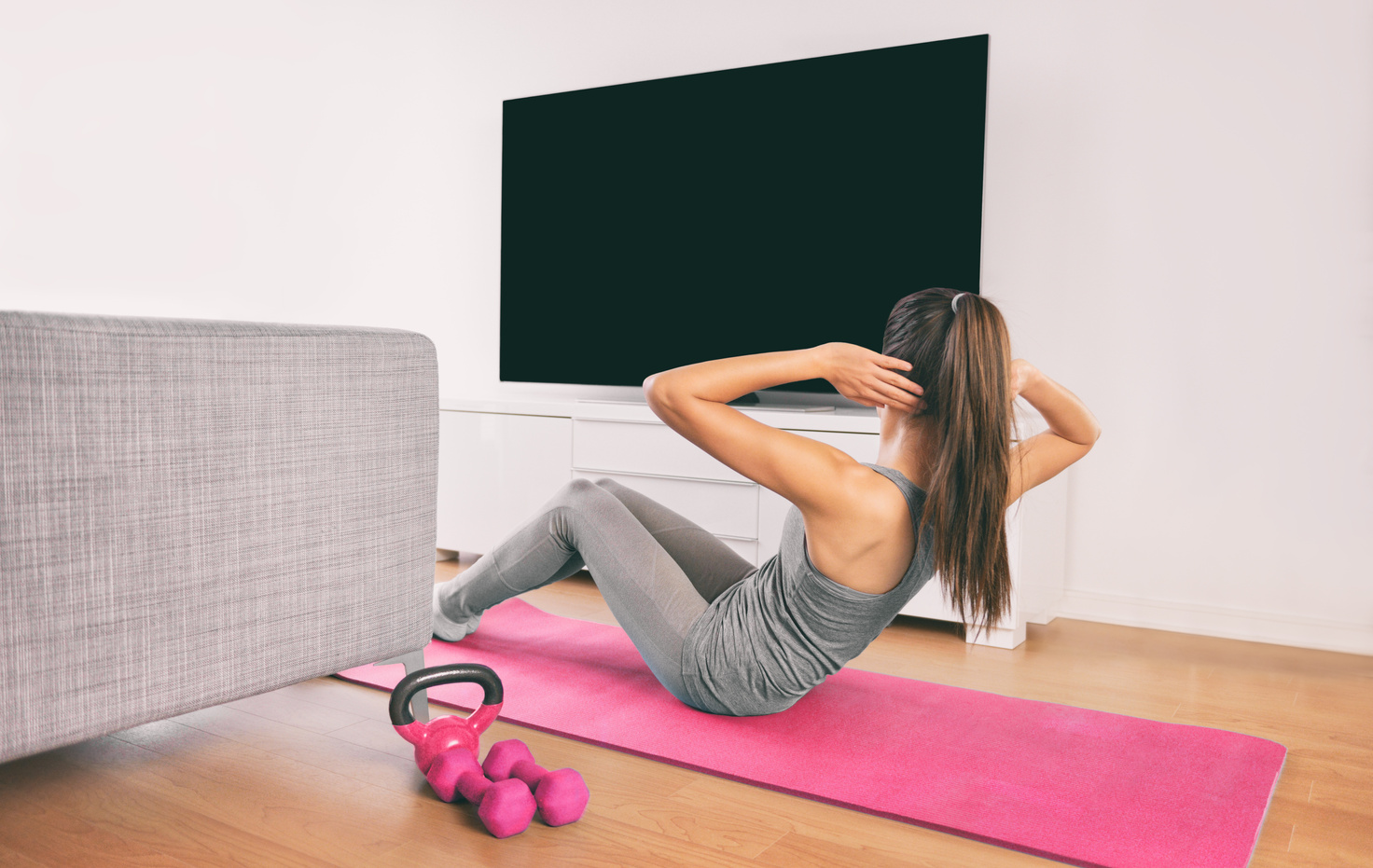 Woman Doing Ab Workout at Home